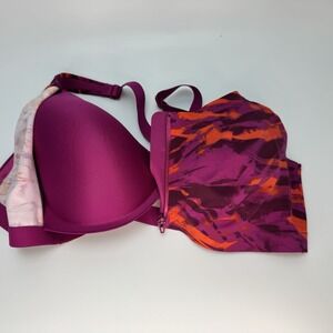 Victoria Secret On Point Sweat Sport Bra Padded Front Zip Wire Mulit-Color 38DDD